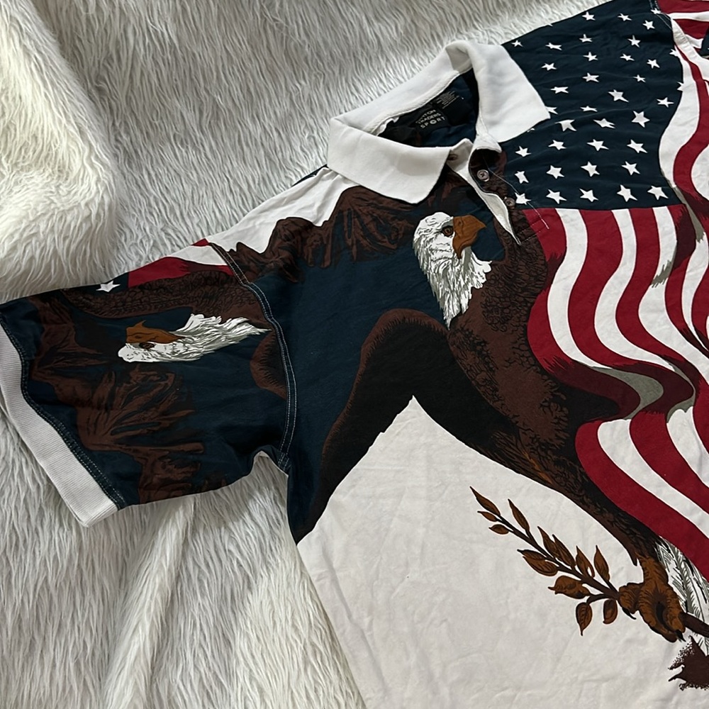 American flag patriotic eagle and flag polo shirt size xxl - Picture 3 of 9